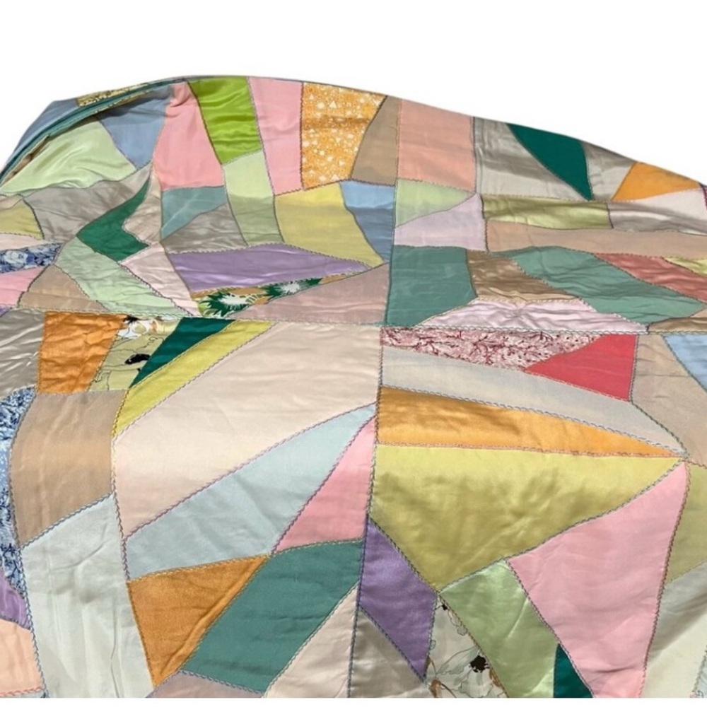 Handmade Cottagecore Country Farmhouse Patchwork Crazy Quilt Full Queen